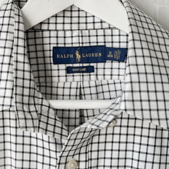 Ralph Lauren Poll Men’s Easy Care Dress Shirt neck 16 - Picture 5 of 5